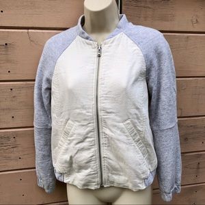 LOFT Cream Gray Bomber Jacket Sweater Sz Small